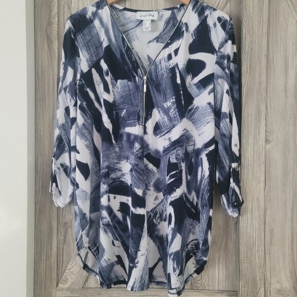 Joseph Ribkoff Blue White Tunic Top 16+ - Picture 3 of 9